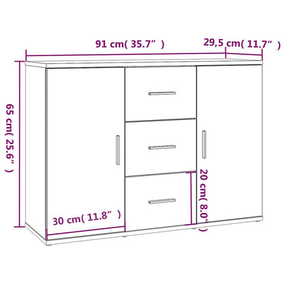 Credenza Bianca 91x29,5x65 cm in Legno Multistrato