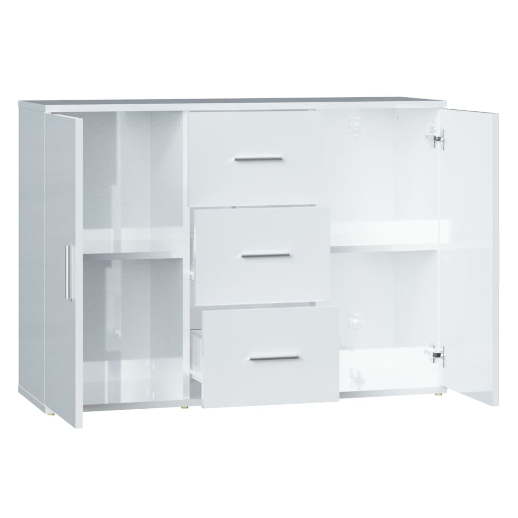 Credenza Bianco Lucido 91x29,5x65 cm in Legno Multistrato - homemem39