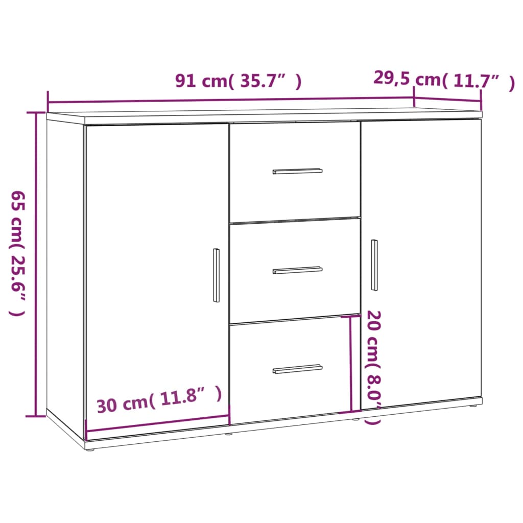 Credenza Rovere Sonoma 91x29,5x65 cm in Legno Multistrato - homemem39