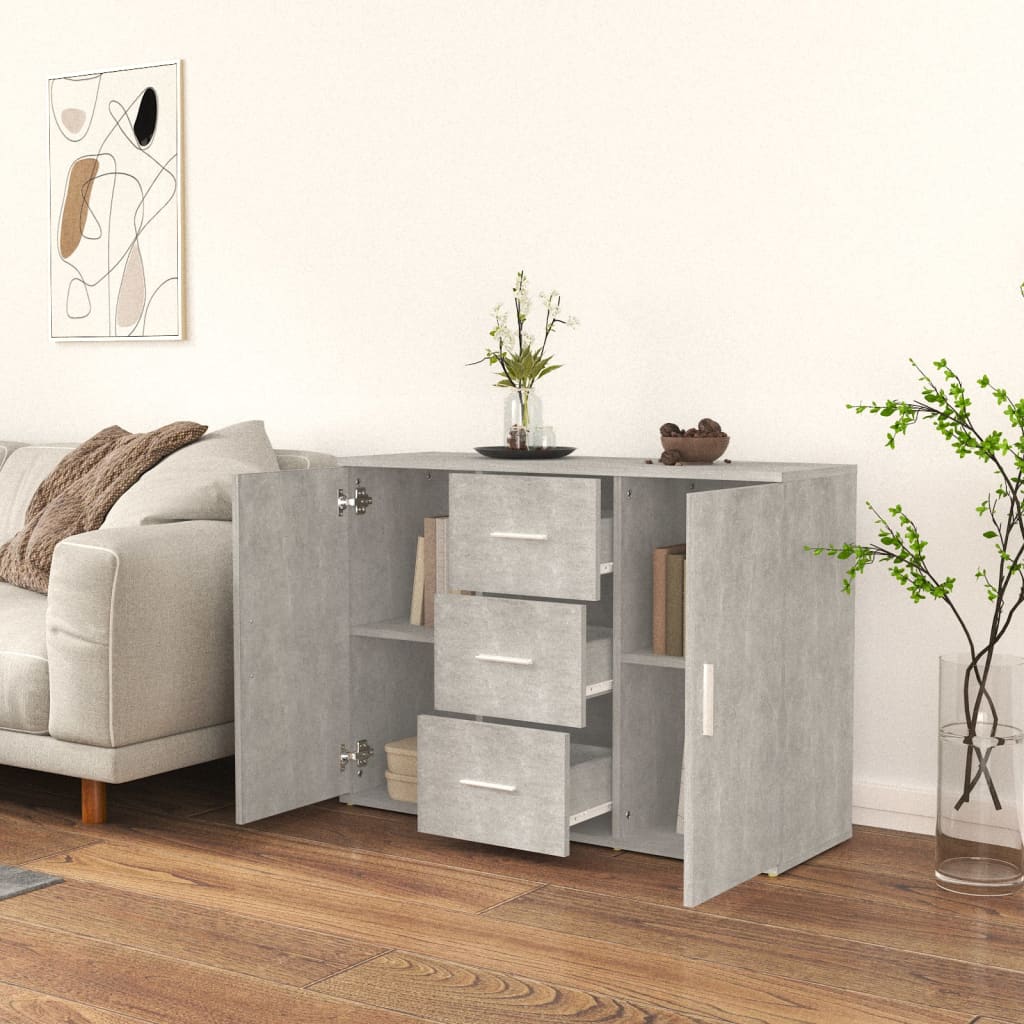 Credenza Grigio Cemento 91x29,5x65 cm in Legno Multistrato | homemem39