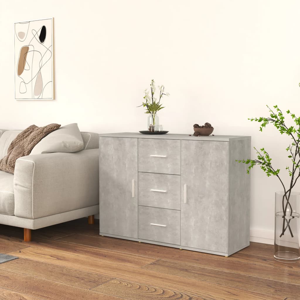 Credenza Grigio Cemento 91x29,5x65 cm in Legno Multistrato | homemem39