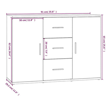 Credenza Grigio Sonoma 91x29,5x65 cm in Legno Multistrato