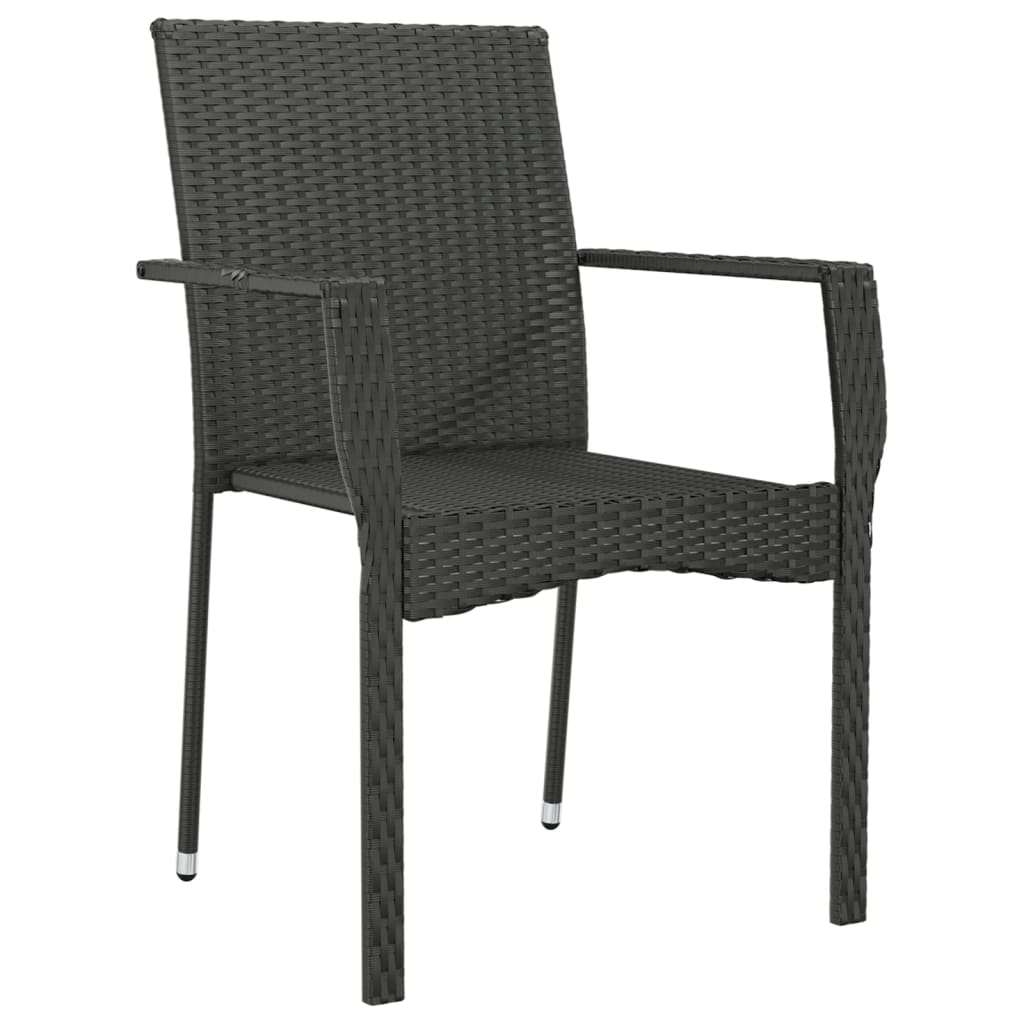 Sedie da Giardino con Cuscini 4 pz in Polyrattan Nere