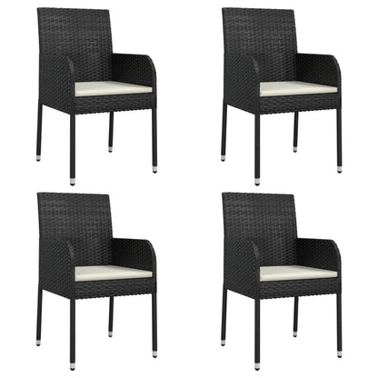 Sedie da Giardino con Cuscini 4 pz in Polyrattan Nere - homemem39