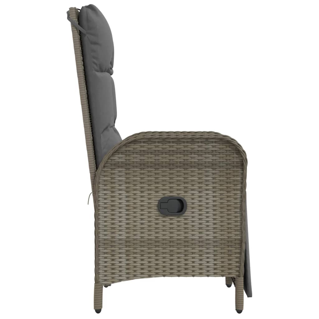 Sedie Reclinabili da Esterno con Cuscini 2 pz Polyrattan Grigie - homemem39