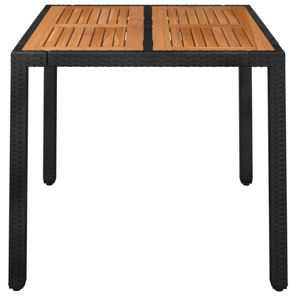 Tavolo da Giardino Piano in Legno Nero 90x90x75 cm Polyrattan