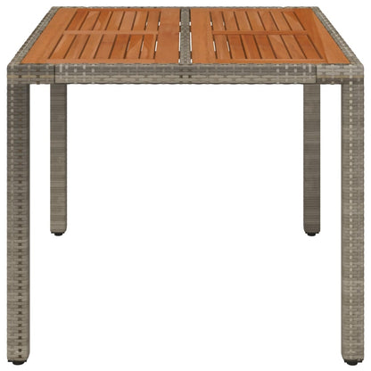 Tavolo da Giardino Piano in Legno Grigio 90x90x75 cm Polyrattan - homemem39