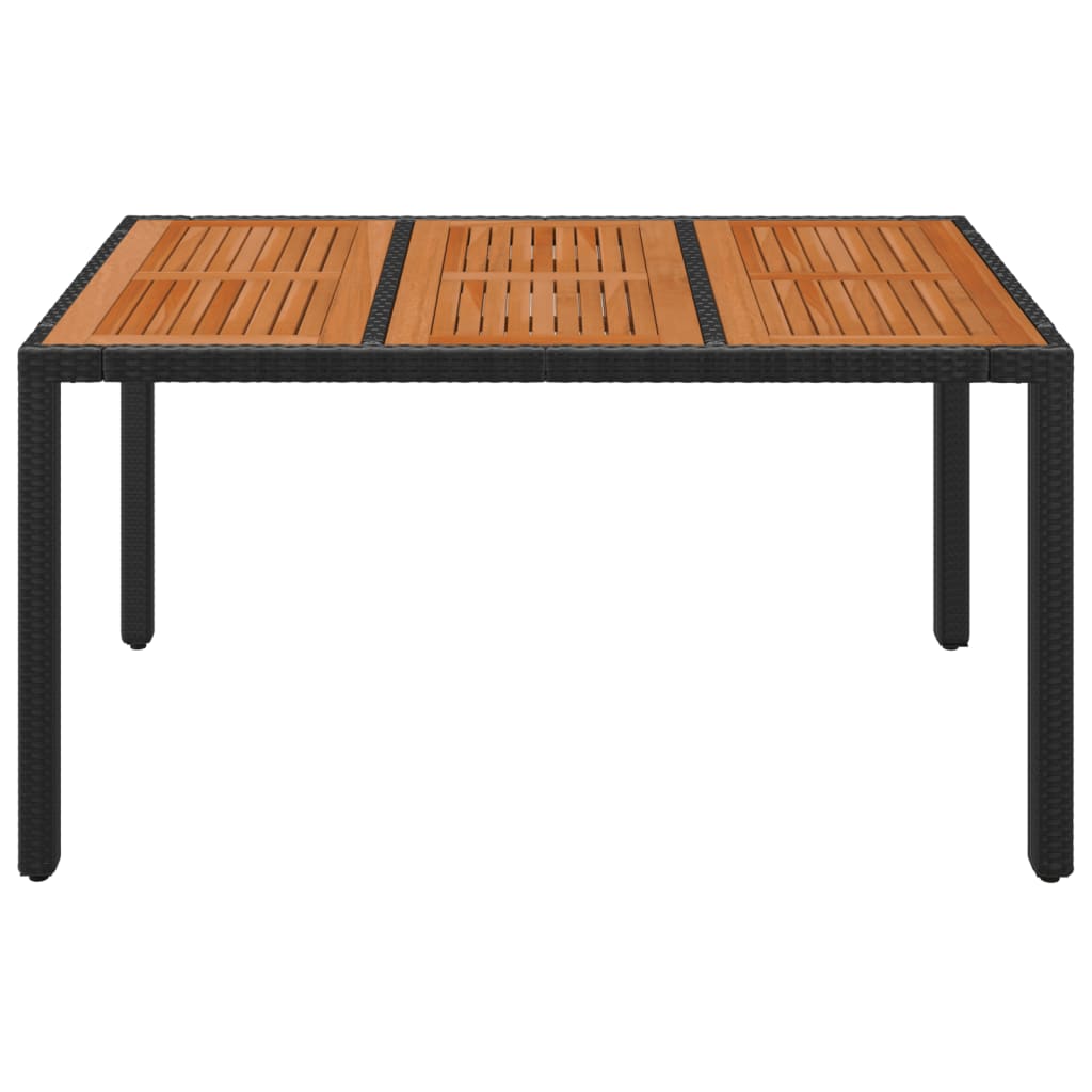 Tavolo da Giardino Piano in Legno Nero 150x90x75 cm Polyrattan