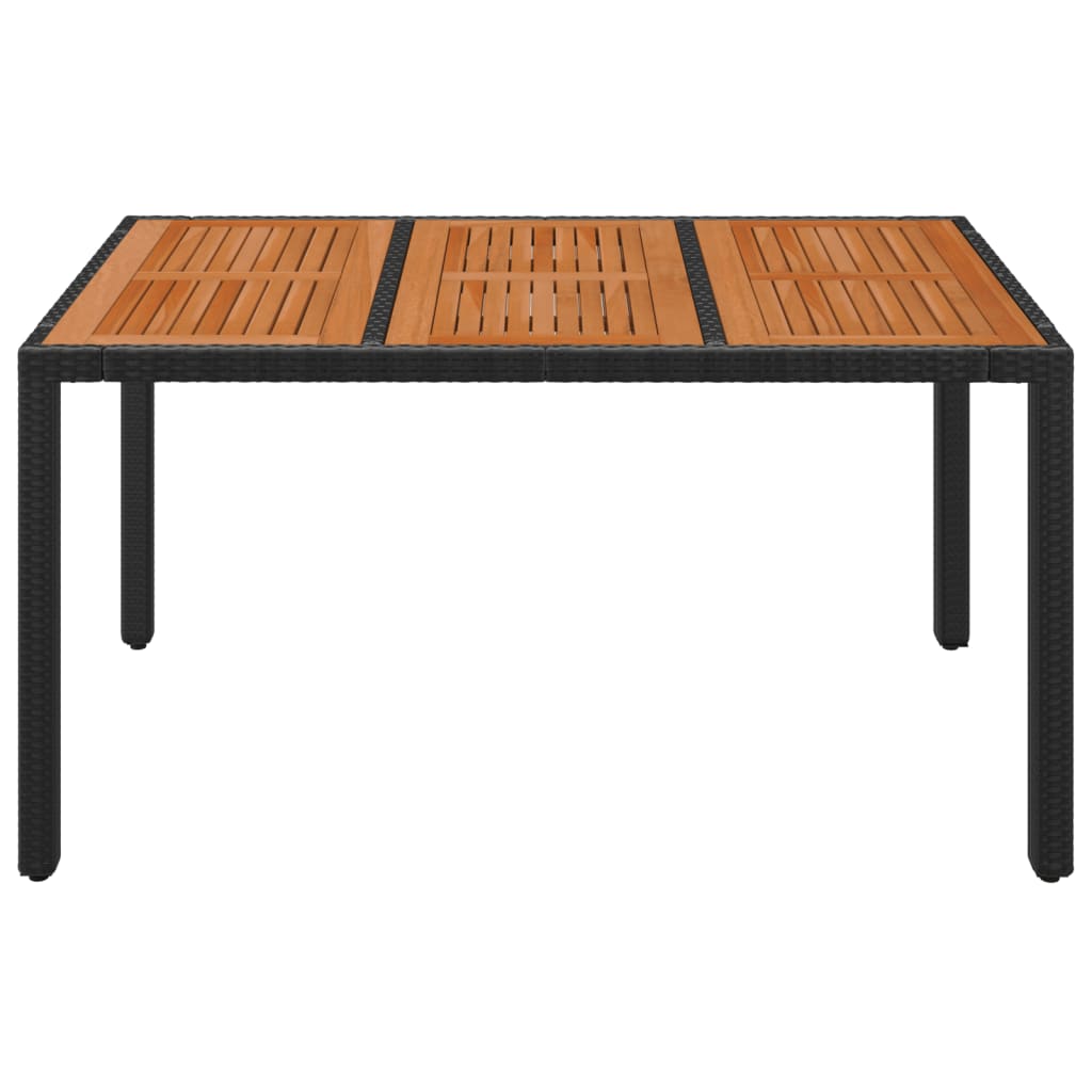 Tavolo da Giardino Piano in Legno Nero 150x90x75 cm Polyrattan - homemem39