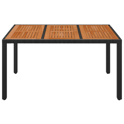 Tavolo da Giardino Piano in Legno Nero 150x90x75 cm Polyrattan - homemem39