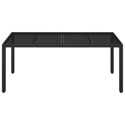 Tavolo da Giardino Piano in Vetro Nero 190x90x75 cm Polyrattan - homemem39