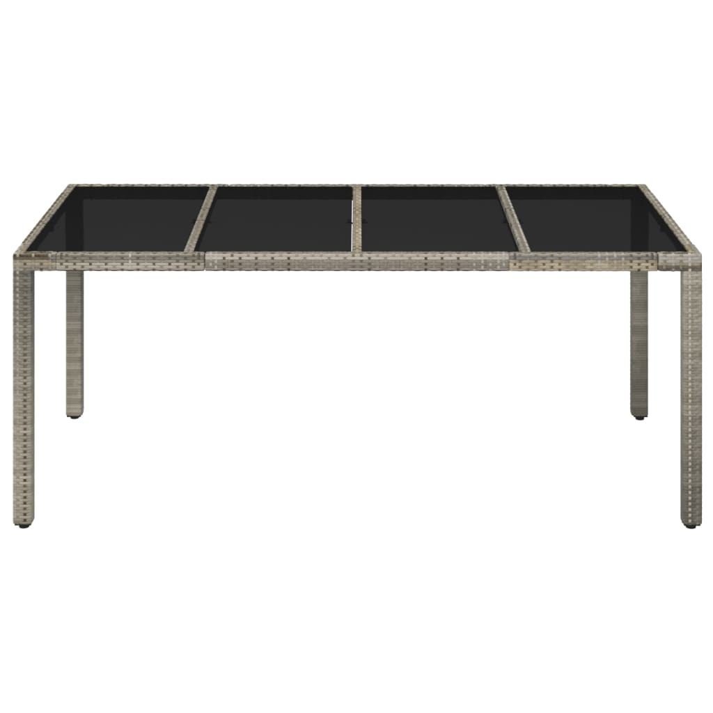 Tavolo da Giardino Piano in Vetro Grigio 190x90x75cm Polyrattan - homemem39