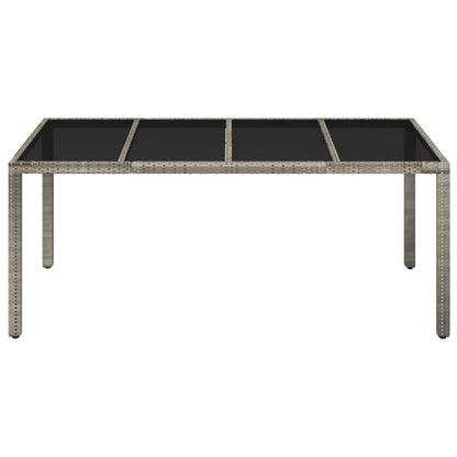 Tavolo da Giardino Piano in Vetro Grigio 190x90x75cm Polyrattan - homemem39