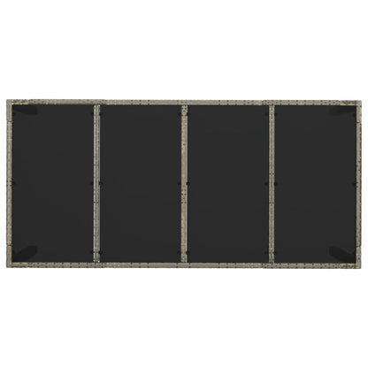 Tavolo da Giardino Piano in Vetro Grigio 190x90x75cm Polyrattan - homemem39