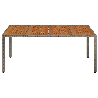 Tavolo da Giardino Piano in Legno Grigio 190x90x75cm Polyrattan