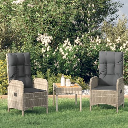 Set Divani da Giardino 3 pz con Cuscini in Polyrattan Grigio | homemem39
