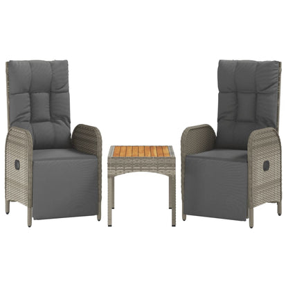 Sedie Reclinabili da Giardino 2 pz con Tavolo Grigio Polyrattan