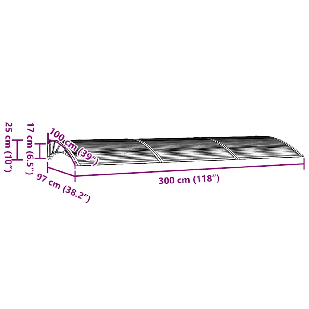 Tettoia per Porta Grigia 300x100 cm Policarbonato - homemem39