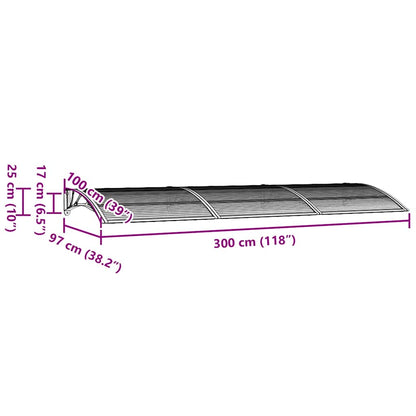 Tettoia per Porta Grigia 300x100 cm Policarbonato - homemem39