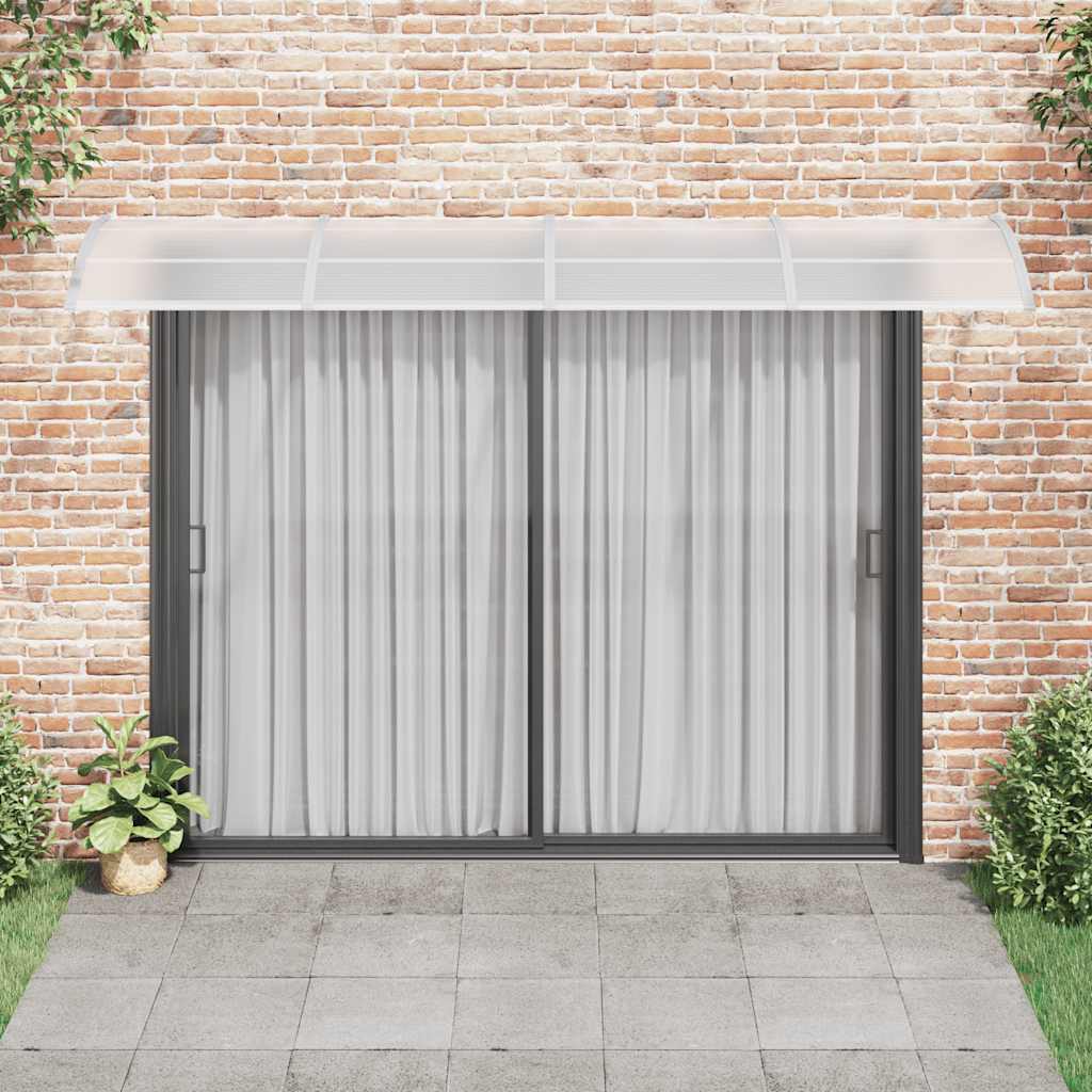 Tettoia per Porta Grigio e Trasparente 350x75 cm Policarbonato