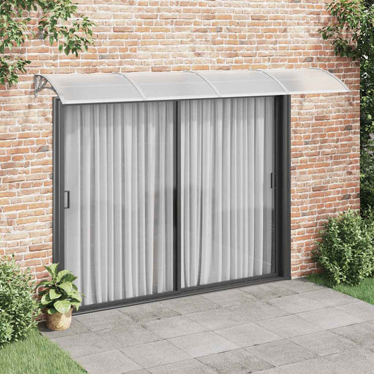 Tettoia per Porta Grigio e Trasparente 350x75 cm Policarbonato