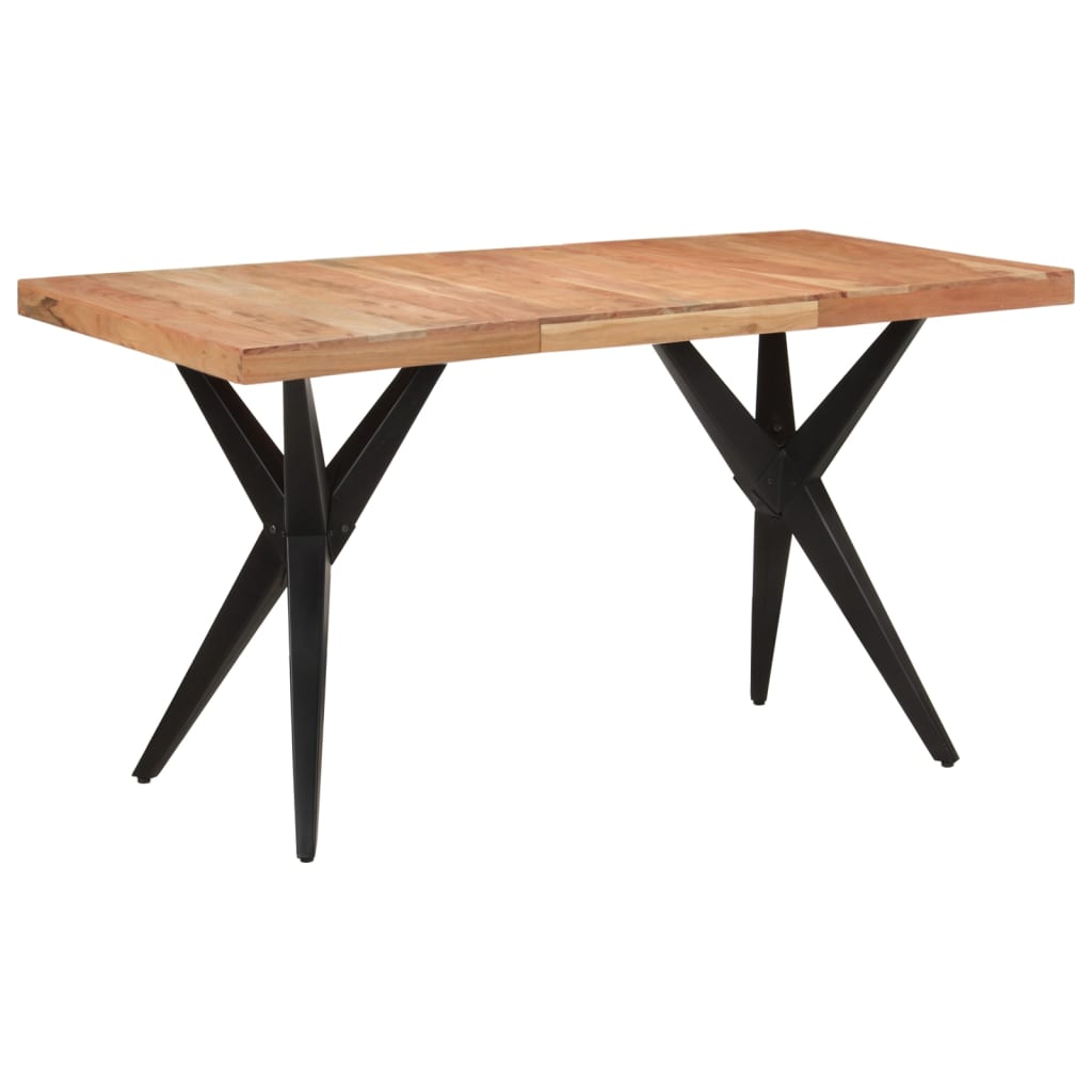 Tavolo da Pranzo Nero 140x70x76 cm in Legno Massello di Acacia | homemem39