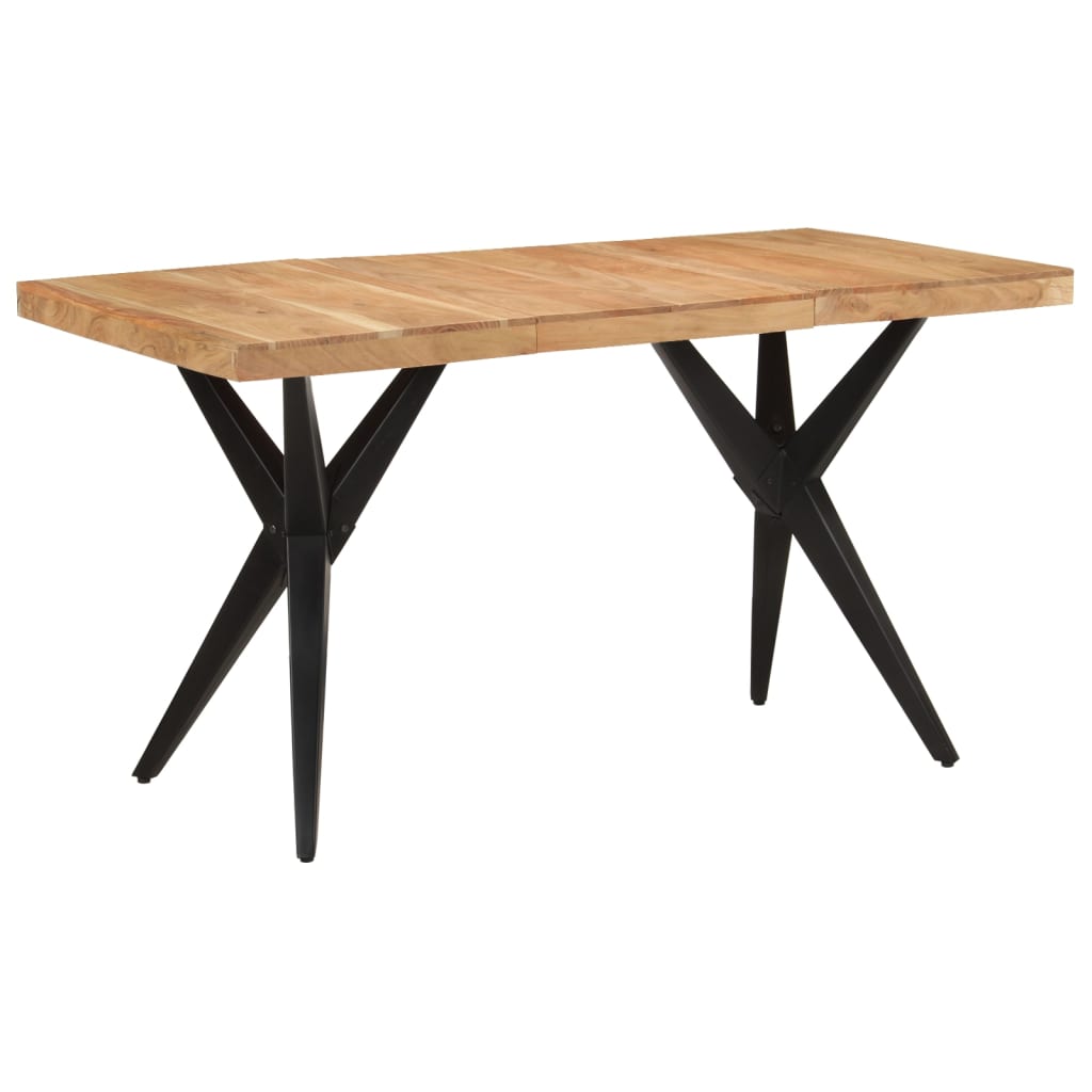 Tavolo da Pranzo Nero 140x70x76 cm in Legno Massello di Acacia | homemem39