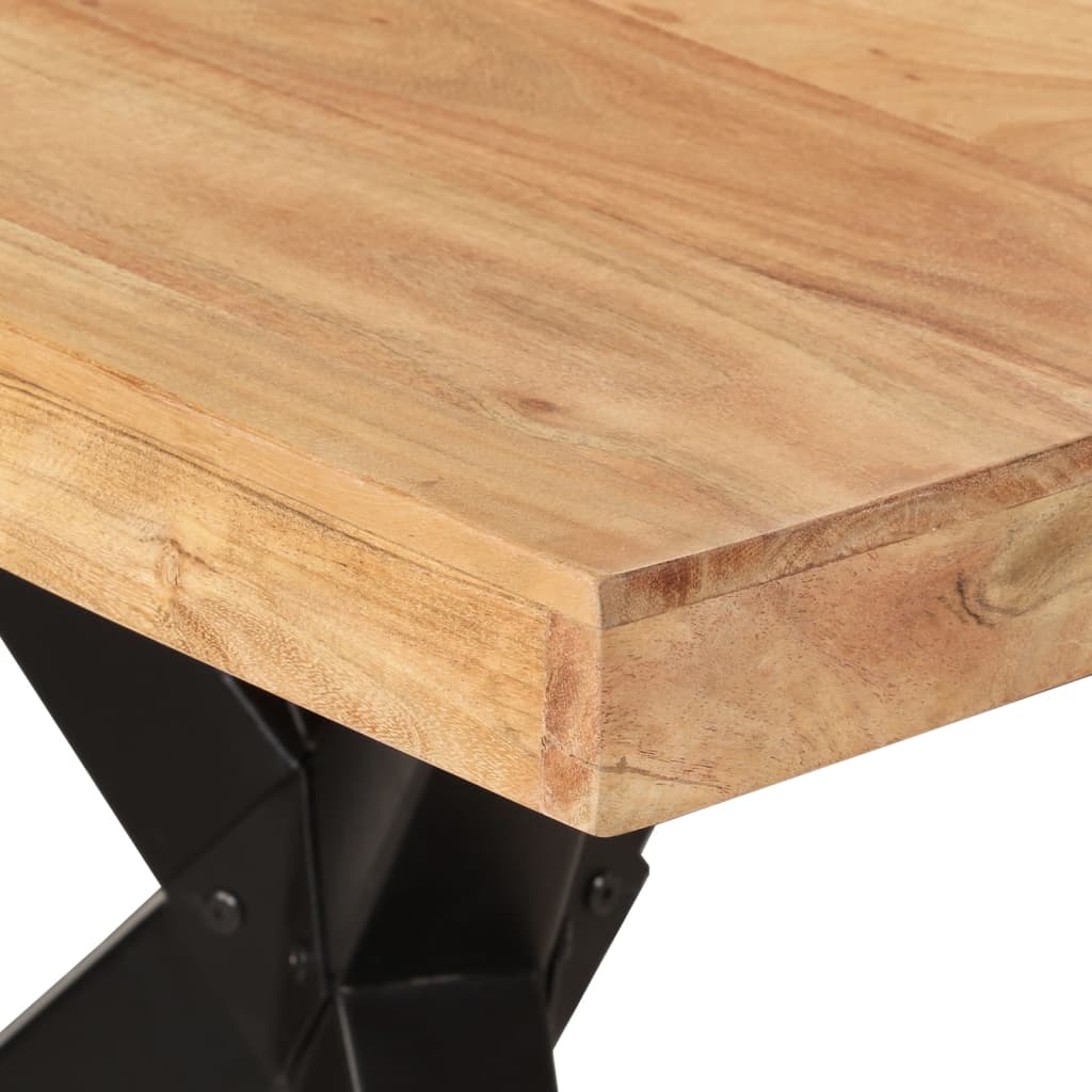 Tavolo da Pranzo Nero 180x90x77 cm in Legno Massello d'Acacia | homemem39