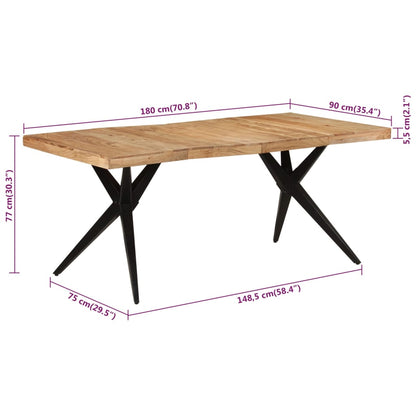 Tavolo da Pranzo Nero 180x90x77 cm in Legno Massello d'Acacia | homemem39