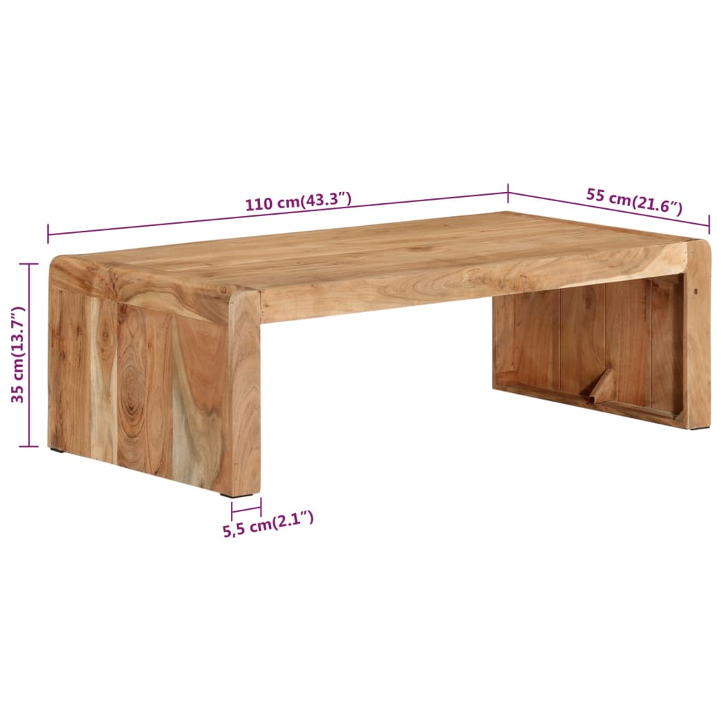 Tavolino da Salotto 110x55x35 cm in Legno Massello di Acacia | homemem39