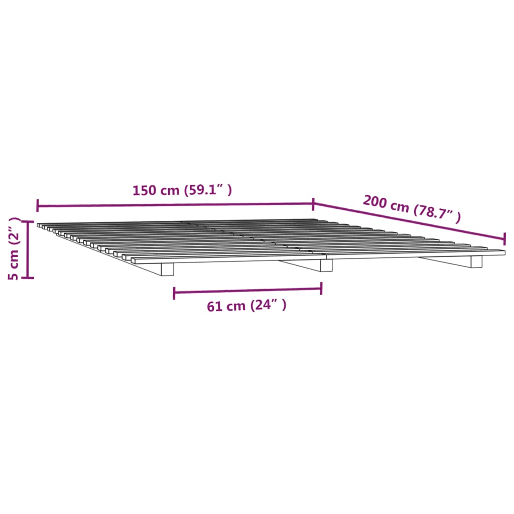 Giroletto senza Materasso Bianco 150x200 cm Legno Massello Pino - homemem39