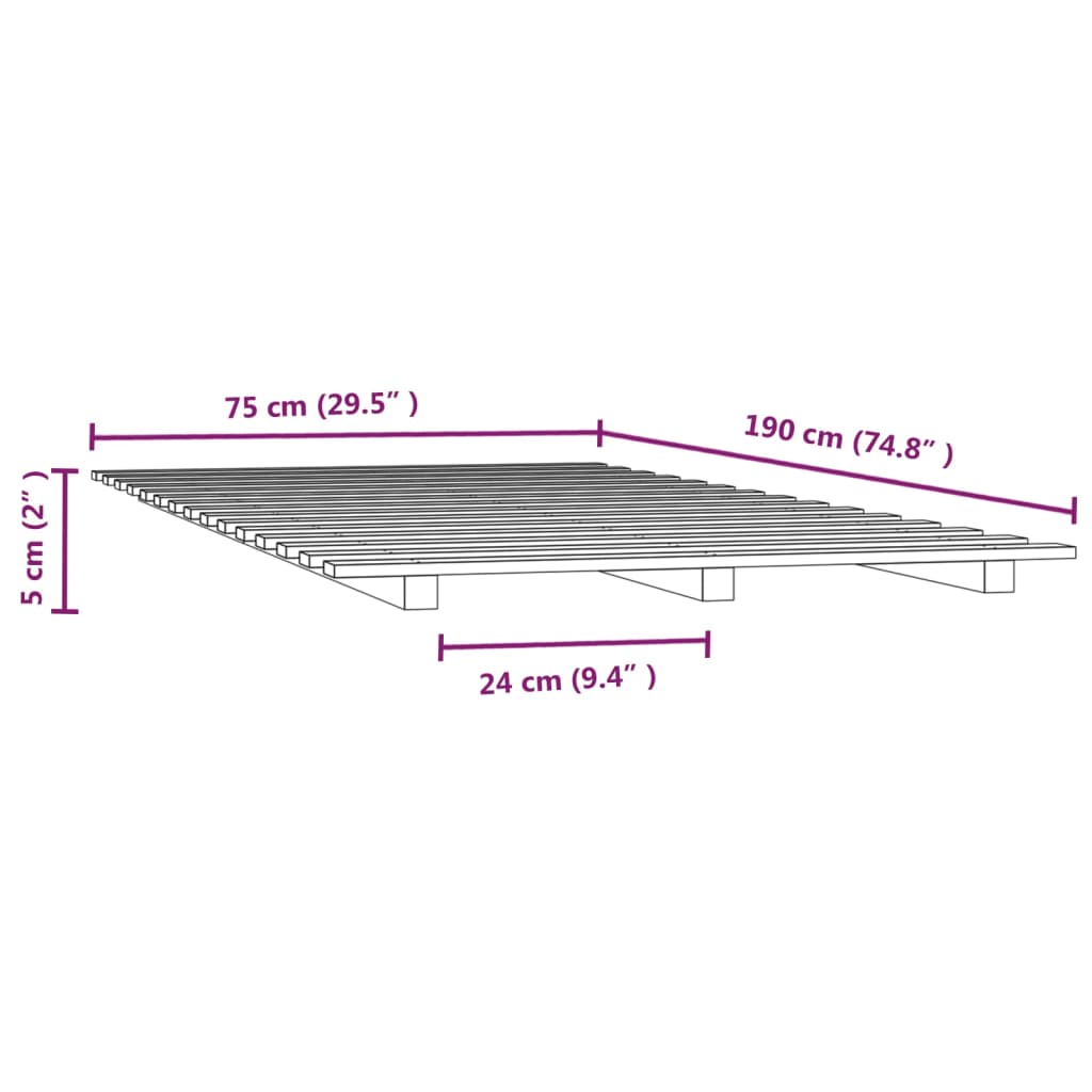 Giroletto senza Materasso 75x190 cm in Legno Massello di Pino | homemem39