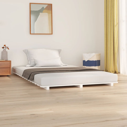 Letto senza Materasso Bianco 135x190 cm Legno Massello di Pino - homemem39