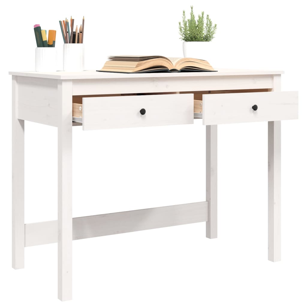 Scrivania con Cassetti Bianca 100x50x78 cm Legno Massello Pino - homemem39