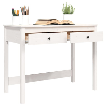 Scrivania con Cassetti Bianca 100x50x78 cm Legno Massello Pino - homemem39