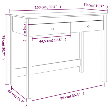 Scrivania con Cassetti Bianca 100x50x78 cm Legno Massello Pino - homemem39