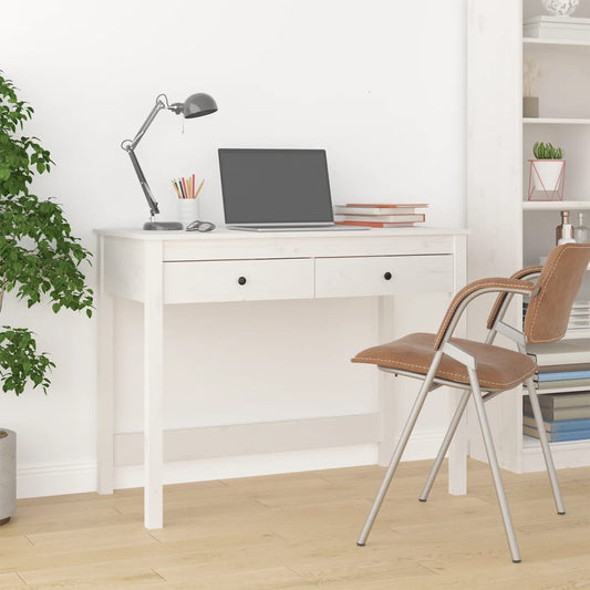 Scrivania con Cassetti Bianca 100x50x78 cm Legno Massello Pino - homemem39