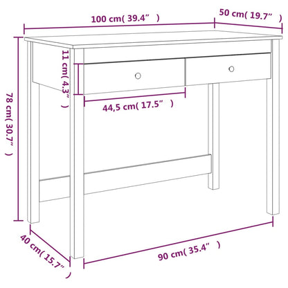 Scrivania con Cassetti Ambra 100x50x78 cm Legno Massello Pino - homemem39