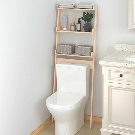 Rastrelliera da Bagno 63,5x32x179 cm in Legno Massello di Pino - homemem39