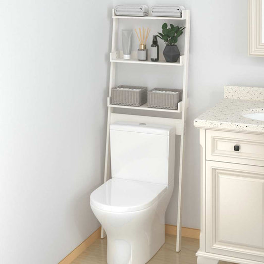 Rastrelliera da Bagno Bianca 63,5x32x179 cm Legno Massello Pino - homemem39