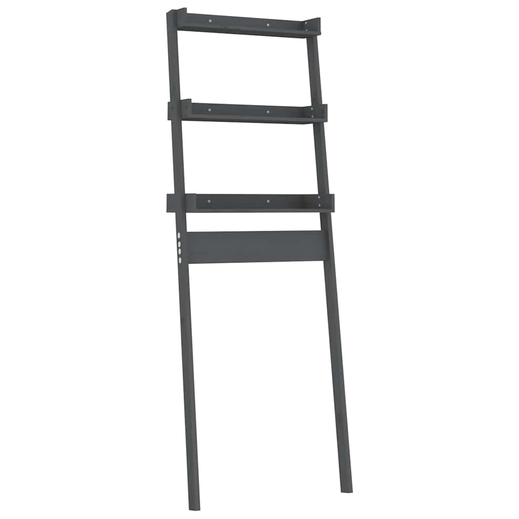 Rastrelliera da Bagno Grigia 63,5x32x179 cm Legno Massello Pino