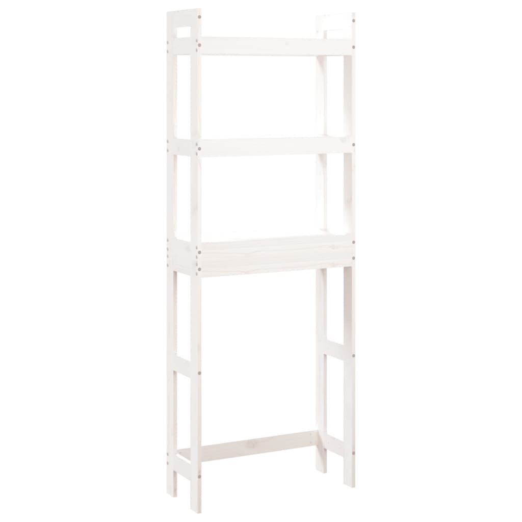 Rastrelliera da Bagno Bianca 63x26x171 cm Legno Massello Pino - homemem39