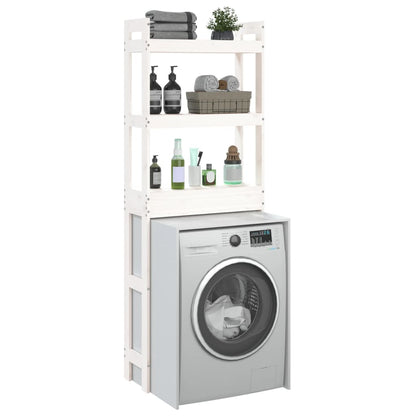 Rastrelliera da Bagno Bianca 63x26x171 cm Legno Massello Pino - homemem39