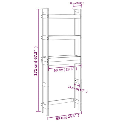 Rastrelliera da Bagno Bianca 63x26x171 cm Legno Massello Pino - homemem39