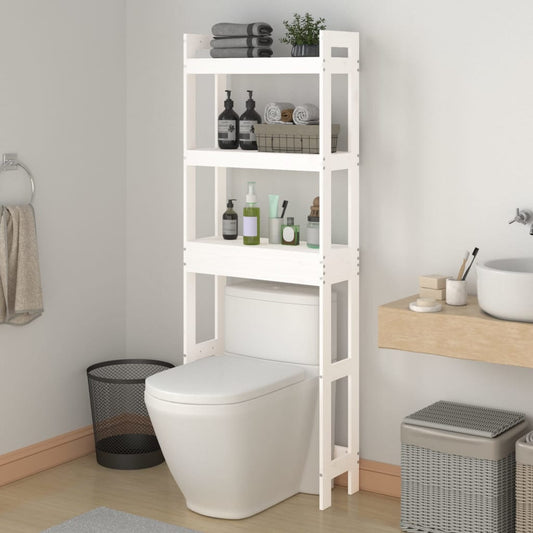 Rastrelliera da Bagno Bianca 63x26x171 cm Legno Massello Pino - homemem39