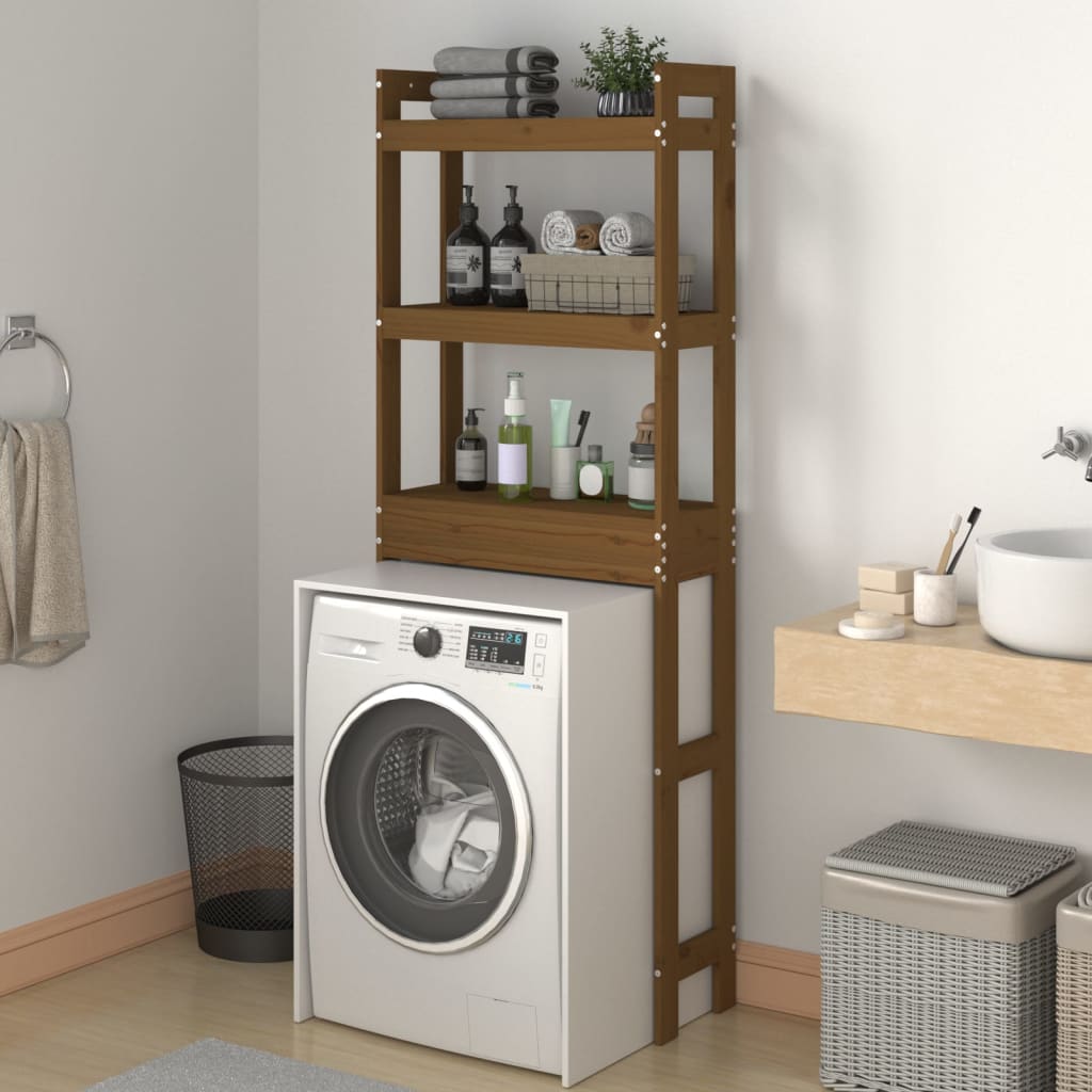 Rastrelliera da Bagno Ambra 63x26x171 cm Legno Massello Pino - homemem39