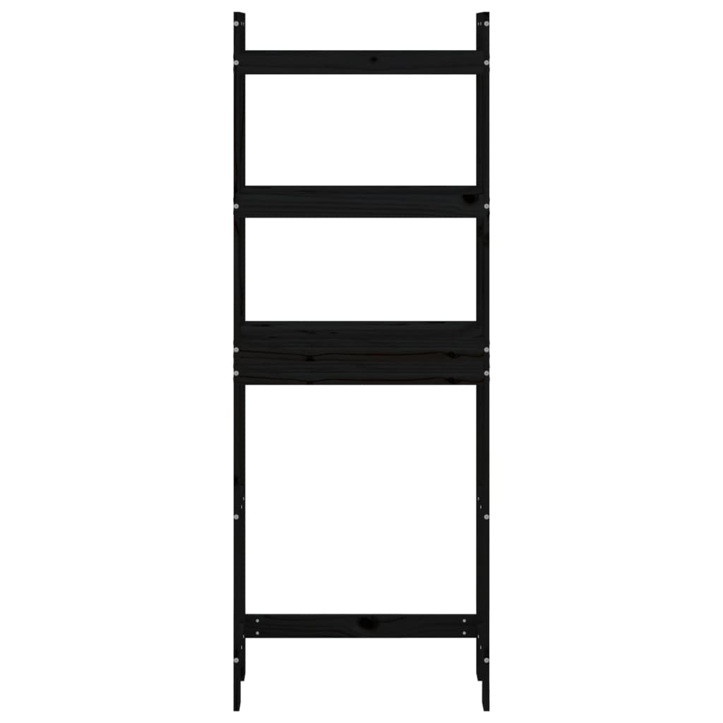 Rastrelliera da Bagno Nera 63x26x171 cm Legno Massello Pino - homemem39