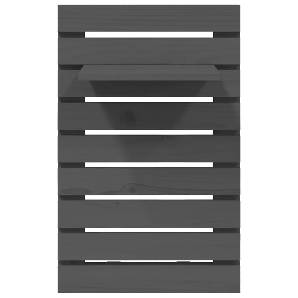 Mensole da Letto a Parete 2 pz Grigio Legno Massello di Pino