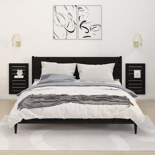 Mensole da Letto a Parete 2 pz Legno Massello di Pino