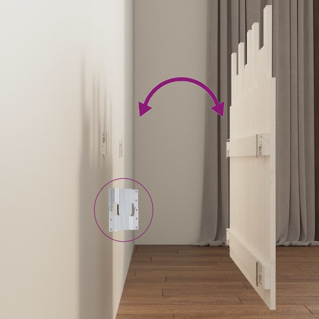 Testiera da Parete Bianca 108x3x80 cm in Legno Massello di Pino - homemem39